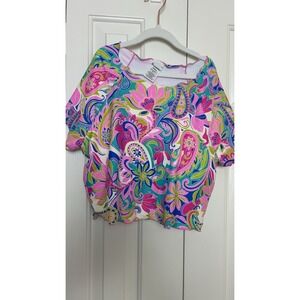 No Boundaries Womens XXL Colorful Swim Top Shelf Bra New Nwt